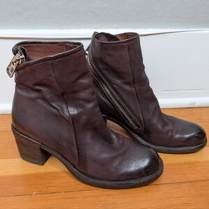 A.S.98 Purple Leather Ankle Boots